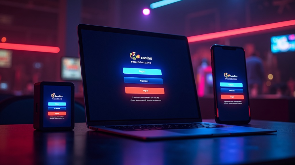 Login auf Laptop, Tablet und Smartphone im Casino-Stil