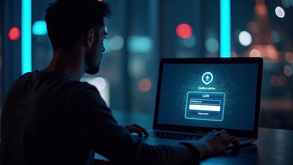 Dunkler Login-Bildschirm mit sicherem Kontozugang im Casino-Stil
