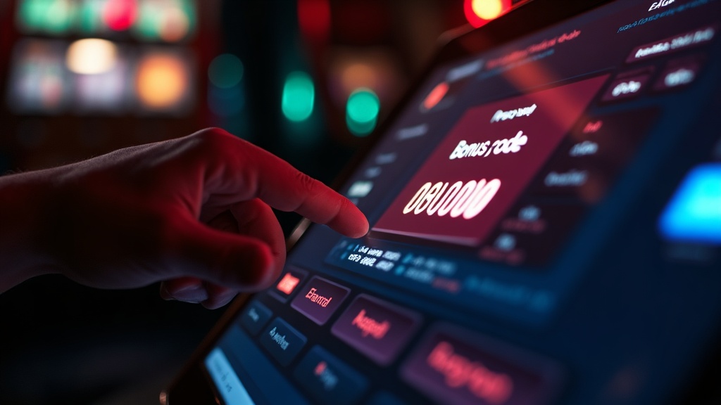 Bonuscodes werden in einem Eingabefeld auf einer Casino-Oberfläche eingegeben